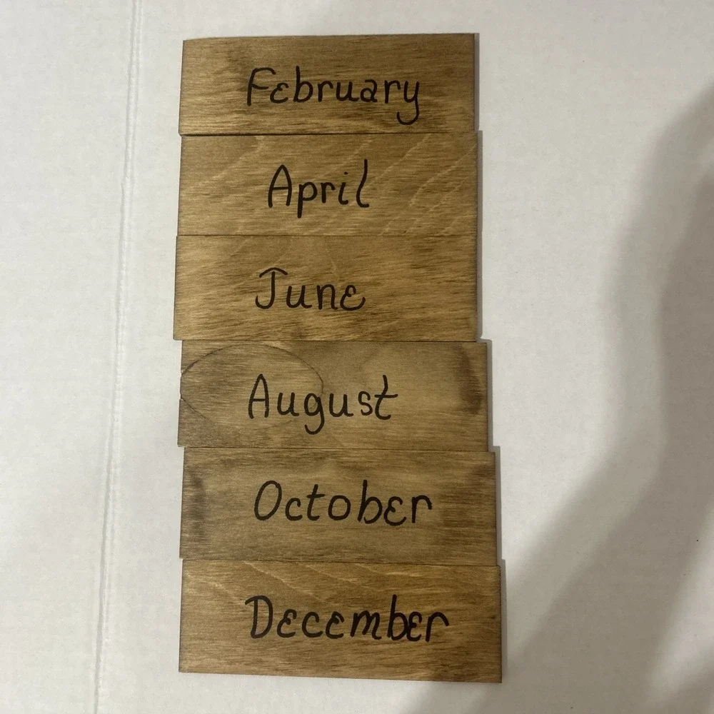 Vintage homemade wooden calendar interchangeable entres for each month Hearts